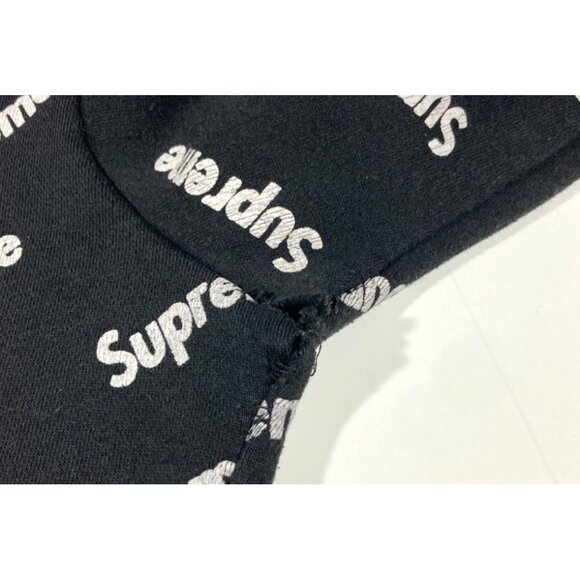 Supreme All Over Print Logo Hoodie Pullover Sweatshirt Youth Large Black Fair - Picture 8 of 12